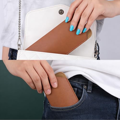 Image of SAVITA Soft Leather Glasses Cases, 4 Pcs Slim Reading Eyeglasses Case Glasses Case Sunglasses Pouch Safety for Women Men,