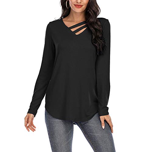 Davenil Women's Long Sleeve V-Neck Tops 