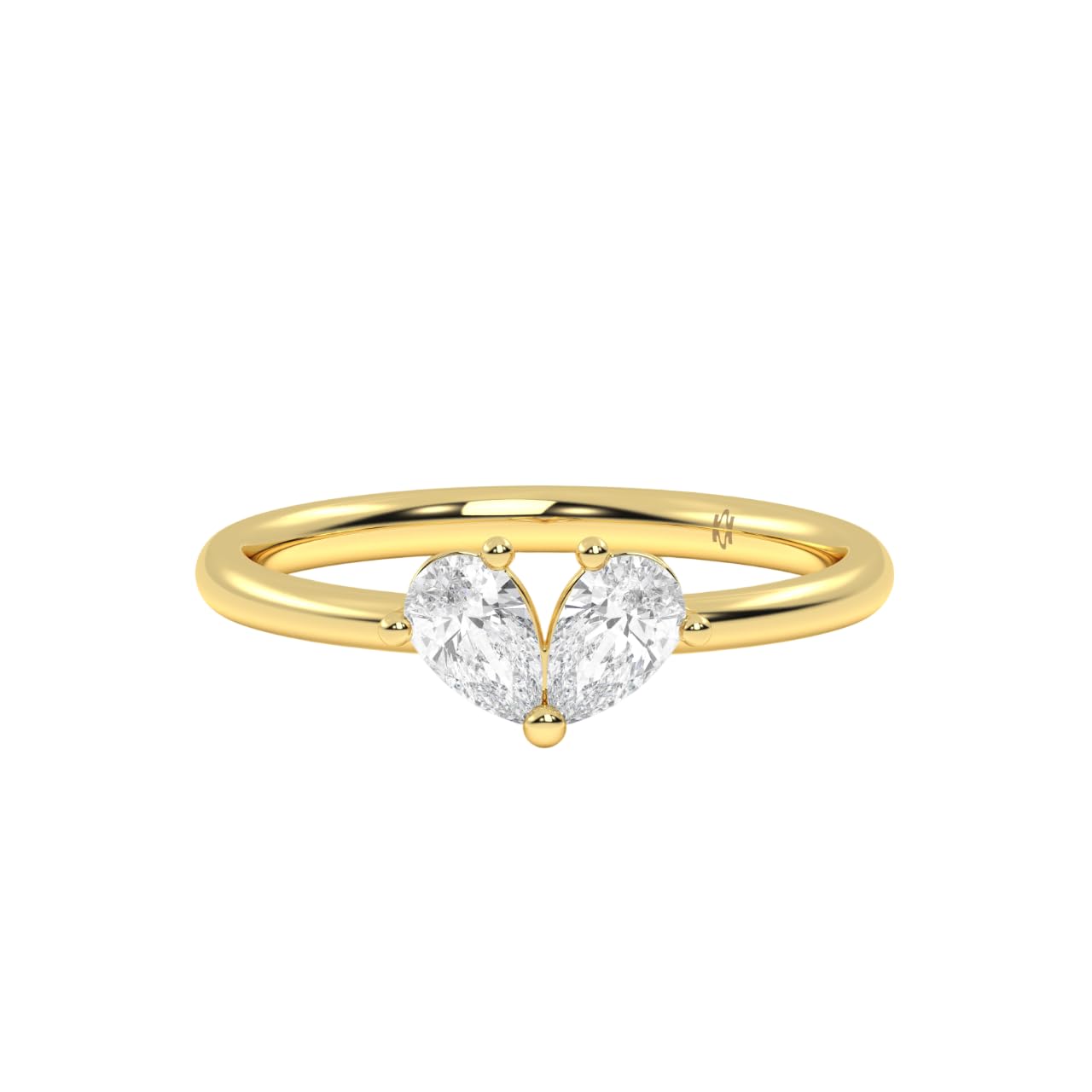 Heart Ring | Lab Grown Diamond Jewellery | VVS VS F-G Diamond Quality | Crafted in 925 Sterling Silver with 2.5-Micron 18kt Yellow Gold Vermeil Finish