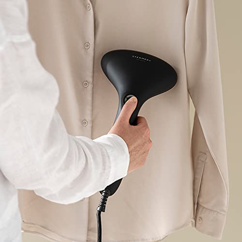 Steamery-Handheld-Clothes-Steamer-Cirrus-2-1500W-UK-Plug-Stainless-Steel-Mouthpiece-25-Second-Fast-Heat-Up-Garment-Wrinkles-Remover-Black