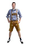 Seruna Dirndl OMS02 Gr. XL, Blau weiß Kariertes Trachten Hemd für Lederhose und Oktoberfest
