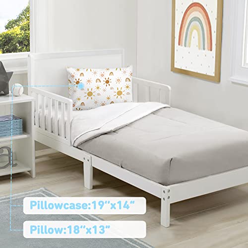 2-Pack Toddler Pillow,13X18 Cotton Toddler Pillows for Sleeping, Machine Washable Kids Pillows with Pillowcase, Perfect for Travel, Toddlers Cot (Sunny Rainbow)