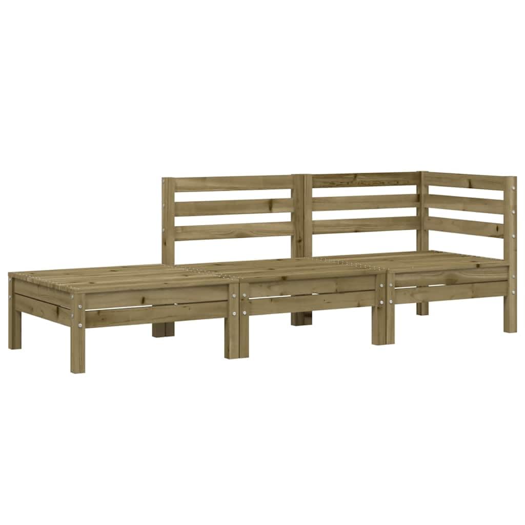 Divano da giardino a 3 posti in legno di pino impregnato con design a doghe per terrazza e giardino, mobili modulari da esterno con schienale per una comoda esperienza di seduta