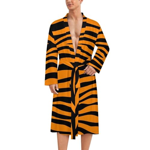 Tiger Stripes Fashion Robes Bathrobe for Women Men Quick Dry Loungewear for Spa Beach Travel 2XL