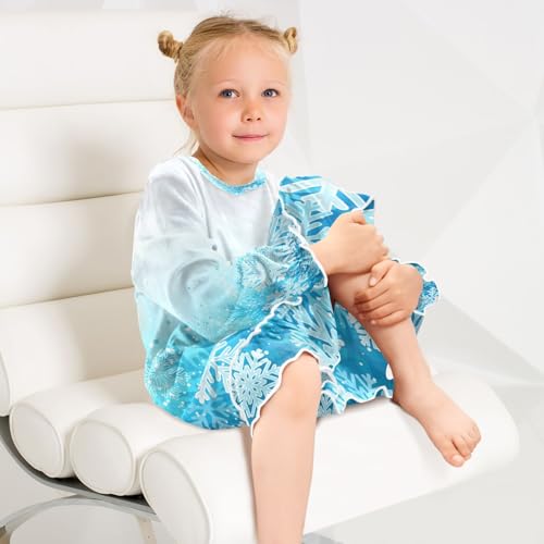 Bolaz Nightgowns Sleepwear Lightweight Nightdress Soft Pajamas Dress Blue Snowflakes for 3-10 Years4