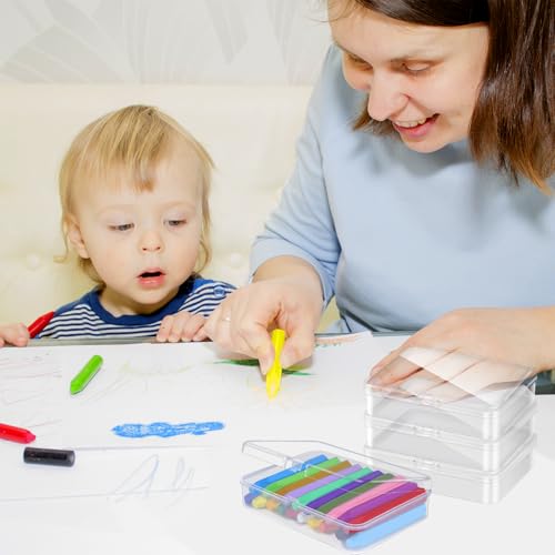 Image of 32 Pcs Plastic Crayon Box Bulk Clear Crayons Holder with Lid Crayon Organizer Case Crayon Storage Containers for Students School Office Supplies (32)