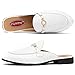 XQWFH Men's Slip-on Mule Sandals Loafer with Ostrich Texture,Fashion Leather Formal Wear Casual Backless Dress Slippers(White)