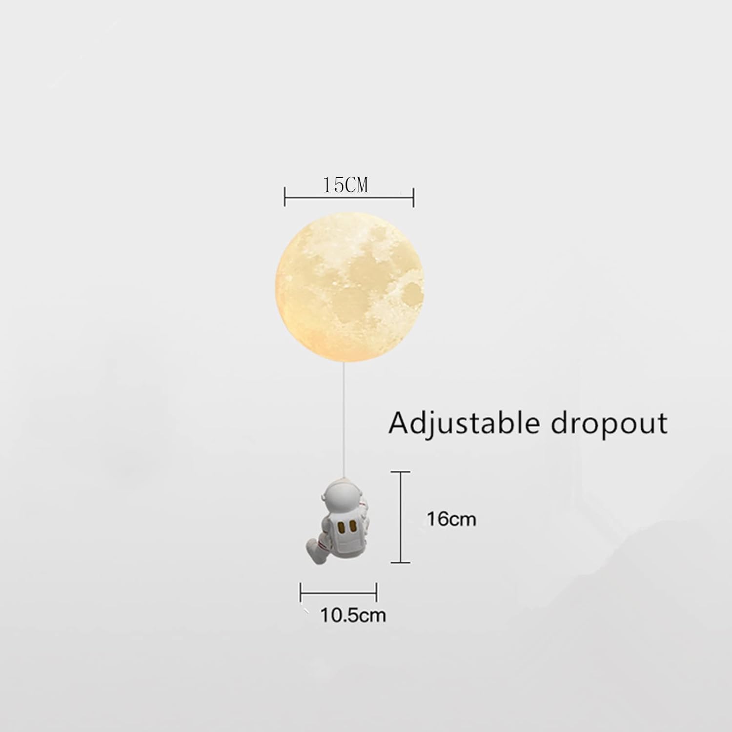 Children's Wall Lamp Bedside Light LED Astronaut Wall Light G9 Indoor Moon Wall Lighting Height Adjustable for Children's Room Bedroom Living Room,White(Fireball)