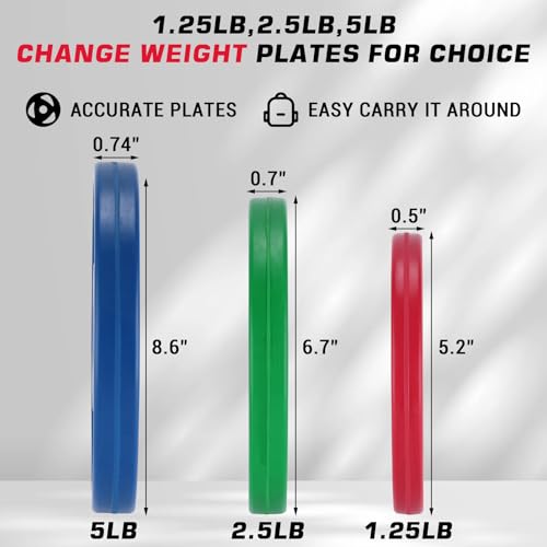 2 in Change Plates 1.25LB Pairs 2.5LB Pairs 5LB Pairs 10LB Pairs 17.5 LB 37.5 LB Set Fractional Weight Plates Set,Bumper plates for Gym Home,Rubber Coating & Steel