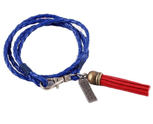 Bracelet en cuir pour couple tressé bleu rétro | Bijou unisexe