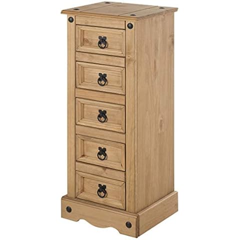 Corona 5 Drawer Tall Narrow Chest Cover