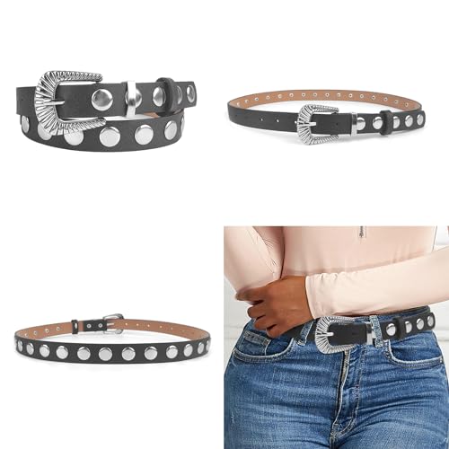 Waist Belt With Adjustable Pin Buckle Large Rivet Decor Waist Belts For Women Coat Dress Adjustable2