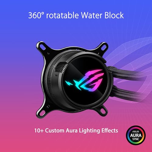 Image of ASUS ROG Strix LC III 360 ARGB All-in-one CPU Liquid Cooler with 360 rotatable Water Block, Asetek's New Gen7 v2 Pump, Premium ROG ARGB Fans, and 10+ Custom Aura Lighting Effects