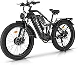 🚀🚀【Daul-Motor Electric Bike】Equipped with TWO 1500W high speed brushless motors, providing electric bikes strong power and climbing capabilities, assists the speed up to 35MPH. With 7-Speed Gear, our ebike will take u anywhere freely whether it’s sno...