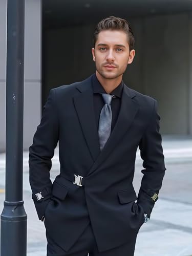 Mens 2 Piece Suit with Metal Buckle Slim Fit Suits Stylish Modern Suits for Wedding Prom Homecoming Tuxedo2