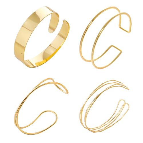 4Pcs Arm Cuff Cross Open Wide Wire Upper Arm Bracelets Jewelry for Women