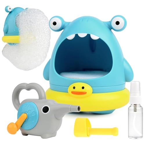 Image of Kidology Cartoon Shark Bath Bubble Toy for Toddlers | Bubble Blower with Water Play Accessories, Fun Baby Bathing Toy (Blue)
