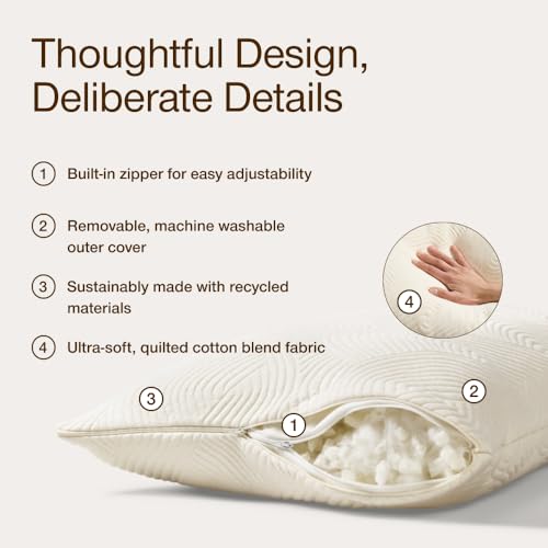 Image of Coop Home Goods Adjustable Latex Pillow King, with Talalay Latex & Microfiber Fill, Best Pillows for Sleeping, Naturally Cooling, Eco-Friendly, Medium Firm Pillow for Back, Stomach or Side Sleepers