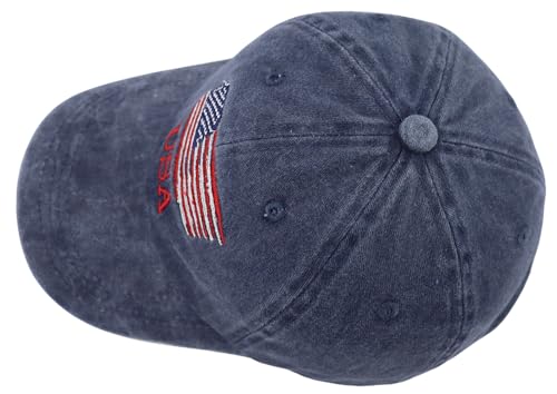 Image of American Flag Hats for Men Women, Embroidered Adjustable Cotton USA Baseball Cap