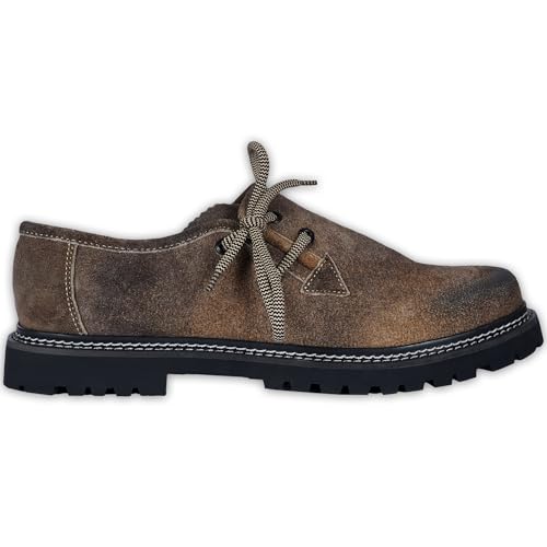 German Wear Haferlschuhe Trachtenschuhe Original Handmachart Trachten Lederschuhe aus Wildleder Echtleder Schuhe (Antikbraun, EU Schuhgrößensystem, Erwachsene, Numerisch, M, 45)
