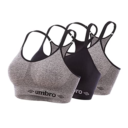 Brassière Femme Confortable, Soutien Gorge Sport Femme, Bretelles Réglables et sans Armature (Lot de 3), Gris, Noir, Taille S/M