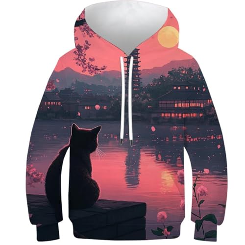 Sweat à capuche 3D sérénité au clair de lune pour enfant