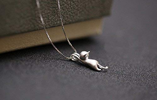 COLORFUL BLING Silver kitty cat pendant vintage hanging cat Pendant Necklace for women4