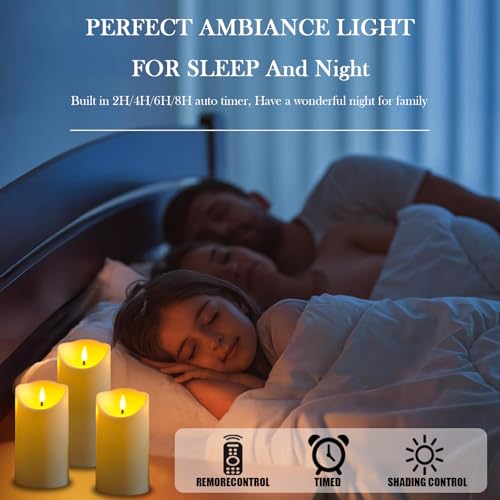 Image of Fo32won Flameless Flickering Candles with Remote Timer, Set of 6 Ivory Led Battery Operated Candles for Home Decor Xmas Halloween (D3 x H3 3 inch 4 inch 5 inch 6 inch 7 inch)