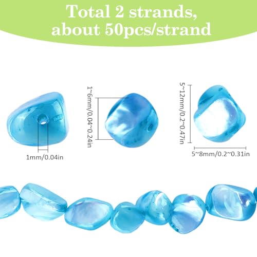 SUNNYCLUE 1 Box About 100Pcs Shell Beads Blue Chip Beads Irregular Drilled Summer Trochus Ocean Sea Shell Beach Bead for jewellery Making Bracelets Necklaces Earrings DIY Crafting Decoration Beginners - Image 2