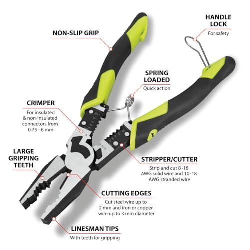 Image of Performance Tool 8-1 /2 inch Multifunction Linesman Pliers - W86508