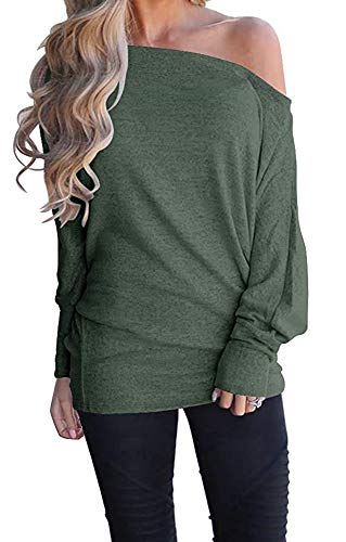 Image of GOLDSTITCH Women's Off Shoulder Tops Casual Loose Batwing Sleeve Shirts Tunic Knit Oversized Pullover Sweater