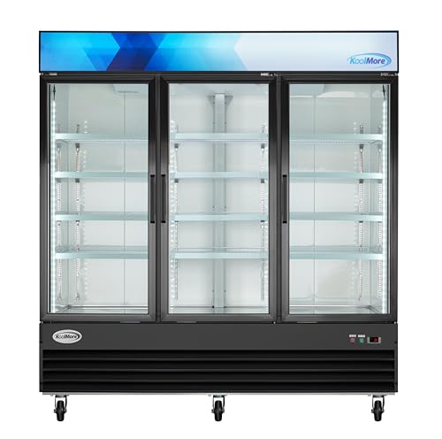 Image of KoolMore - MDR-3GD 78 1 /4 inch Commercial Glass 3 Door Display Refrigerator Merchandiser - Upright Beverage Cooler with LED Lighting - 53 Cu. Ft. Black