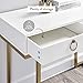 Nathan James Leighton Two-Drawer Writing Glam Accents Brass, Home Office Computer Desk or Vanity Table, 2, White/Gold, Small