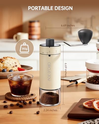 Image of CIRCLE JOY Mini Manual Coffee Grinder with 40 External Adjustable Settings and Ceramic Conical Burr, Portable Stainless Steel Hand Coffee Grinder for Home and Travel
