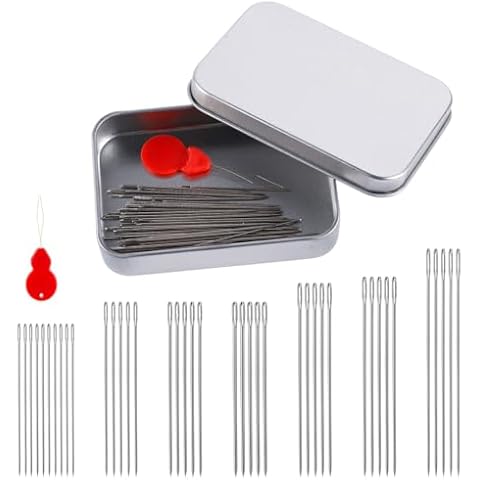 40pcs Large Eye Hand Sewing Needles Set Cover