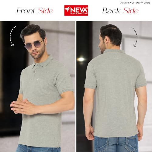 Image of NEVA Men's Regular Fit Half Sleeve Polo Neck T-Shirt with Chest Pocket