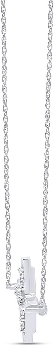 SAVEARTH DIAMONDS 1/10 CT.t.w Round Cut Lab Grown Diamond Sideways Cross Pendant Necklace In 10K Gold, 18" Chain (0.10 Cttw, G-H Color, VS-SI Clarity)