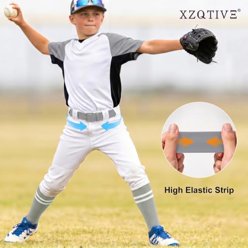 Image of XZQTIVE Baseball Softball Socks and Belt Combo Set Adjustable Softball Socks and Elastic Belt for Kids Youth Adult