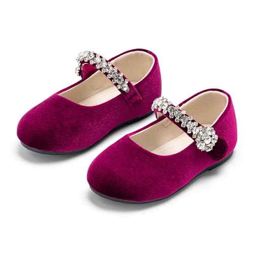 Image of PHIRAMIN Toddler Flower Girl Glitter Dress Shoes Little Girl Ballet Flats Bow Wedding Party