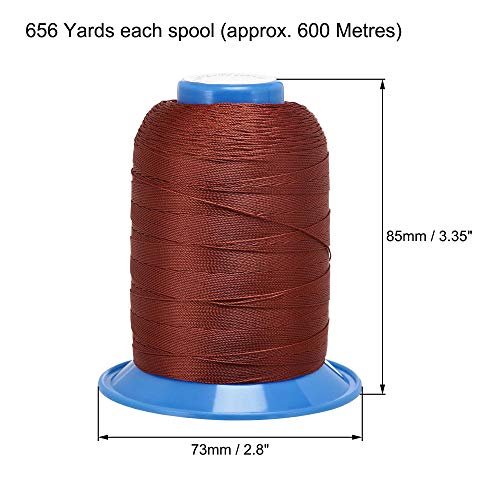 uxcell Hilos de coser de poliéster bonded 610 yardas 420D/0.45 mm hilo extra fuerte para tapicería para coser a mano y máquina (Marrón oscuro, 2 piezas) miniatura 2