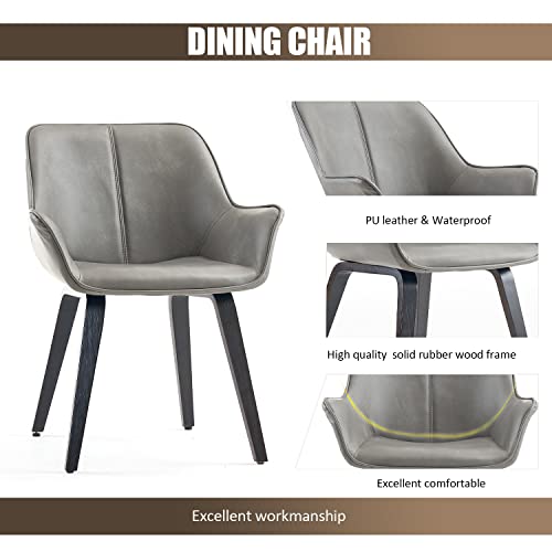 Yeefy Modern Dining Chairs Set Of 2 & 4 & 6, Upholstered Waterproof Pu Leather Kitchen & Dining Room Chairs With Arms Accent Chairs Set Of 2 Arm Chairs For Office Living Waiting Room (Set Of 2, Ashen) #TOP4