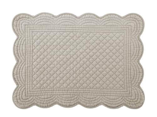 H&H Set 4 Tovagliette Trapuntate In Cotone Tortora Cm 45X33