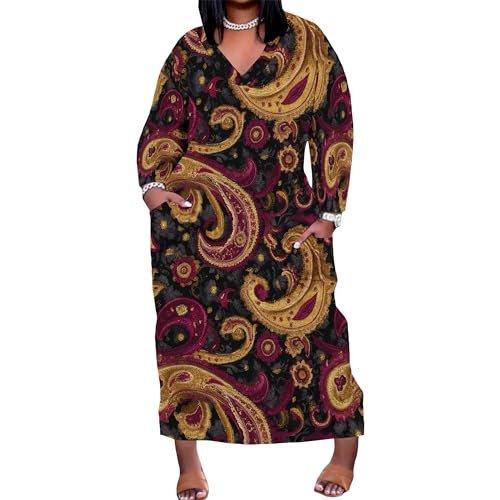 Image of Womens African Dresses Sexy Casual T-Shirt Dresses Long Sleeve Oversized Baggy Summer Sundress