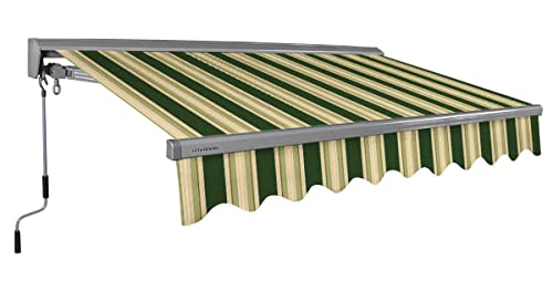 Advaning 10'X8' Manual Patio Retractable Awning | Classic Series | Premium Quality, 100% Acrylic Uv Sun Shade Awning, Color: Forest Green Stripes, Ma1008-A230H #TOP7