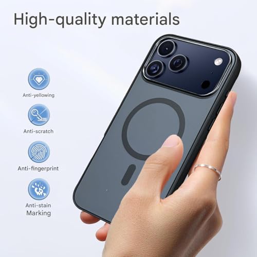 Image of Elzzi Magnetic for iPhone 17 Pro Max Case (2025)(Compatible with MagSafe)(Military Grade Drop Protection) Matte Shockproof with Anti-Fingerprint Phone Cover, 6.9''|Black