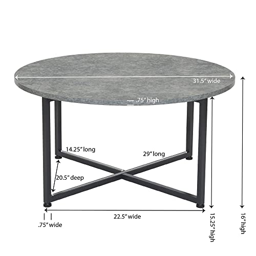 Household Essentials Round Gray Coffee Table, Grey Slate #TOP2