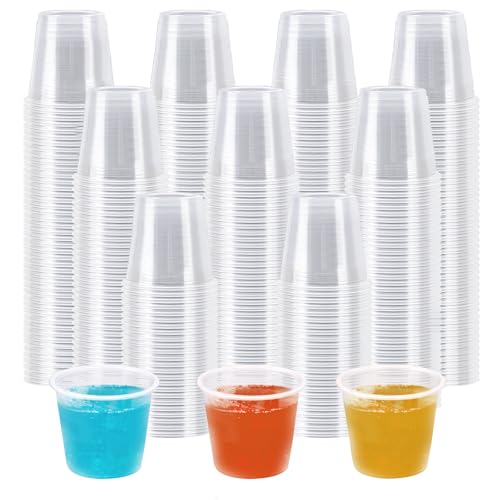 Clawsoff 1000 Pack 1 oz Plastic Cups Clear Disposable Plastic Cups Bulk Small Medicine Cup 1 Ounce Condiment Cup for Sauce Sample Tasting Wine Tasting Food Samples