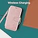 VANAVAGY Compatible for iPhone 14/13 Wallet Case for Magsafe Wireless Charging, PU Leather Flip Folio Phone Cover with Wrist Strap RFID Blocking Card Holder Screen Protector,Rose Gold