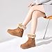 yageyan womens winter boots Mid calf snow booties fur lined womens warm ankle booties for outdoor（chestnut08）