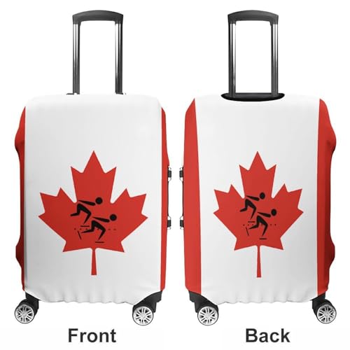 Canada Canadian Flag Speed Skating Skater Luggage Covers Washable Travel Suitcase Cover Elastic Baggage Protector3